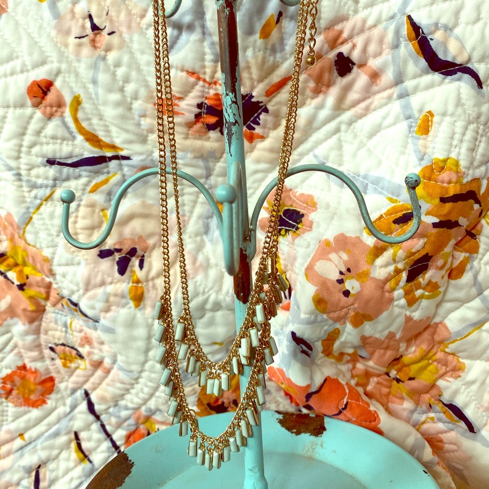 Gold Necklace with Turquoise Stones